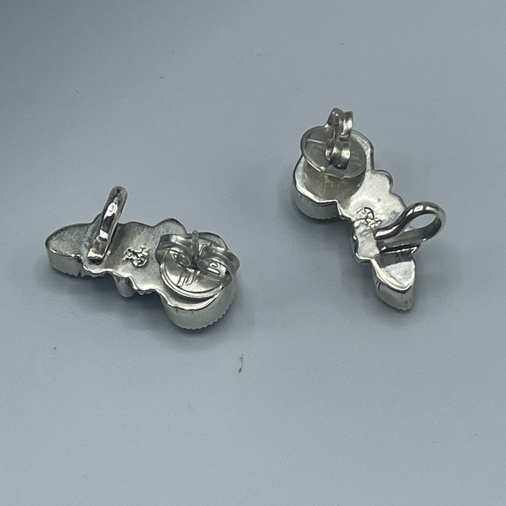 Turquoise and Silver Ear Crawler Earrings - Picture 3 of 5